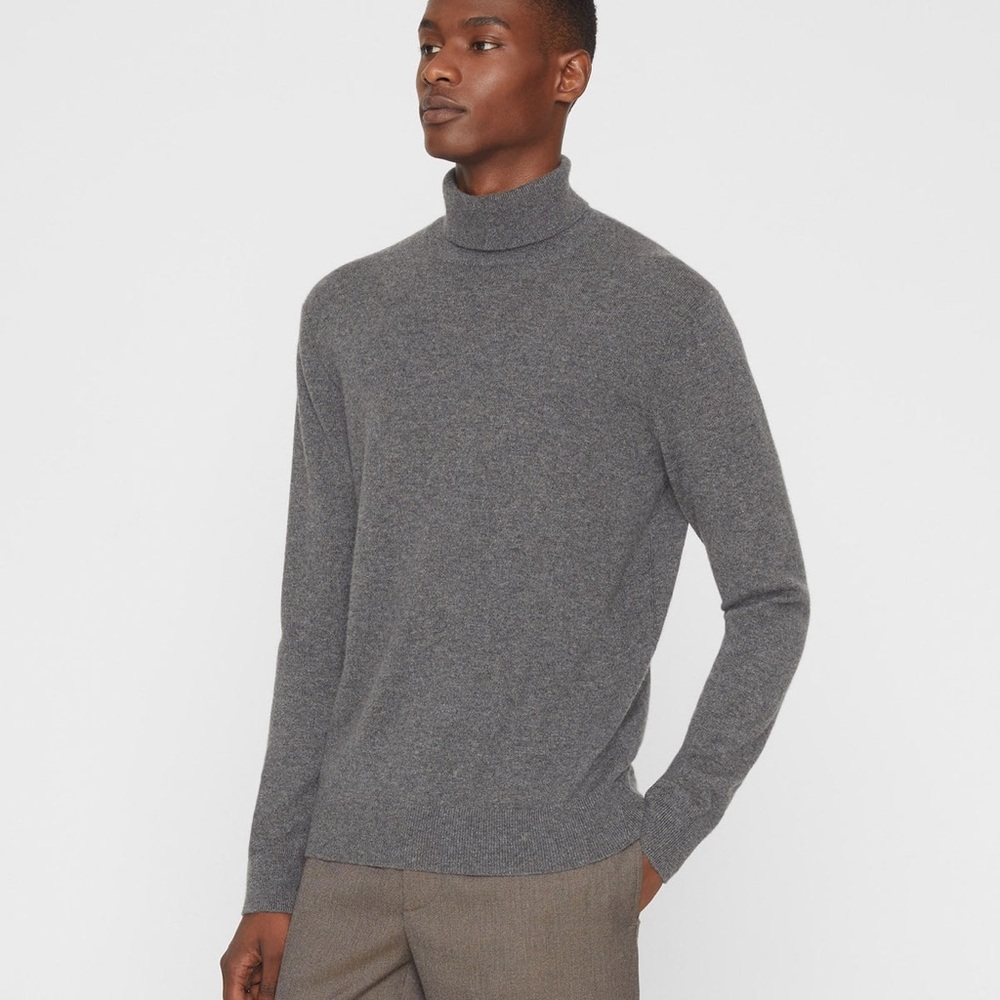 Club Monaco Turtleneck Wool Sweater Heathered Gray